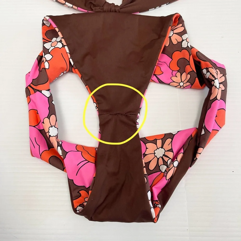Frankie’s Bikinis Dorothy Floral Halter One Piece Swimsuit